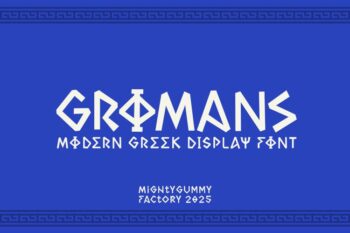gromans Modern Greek Display Font – font preview mockup