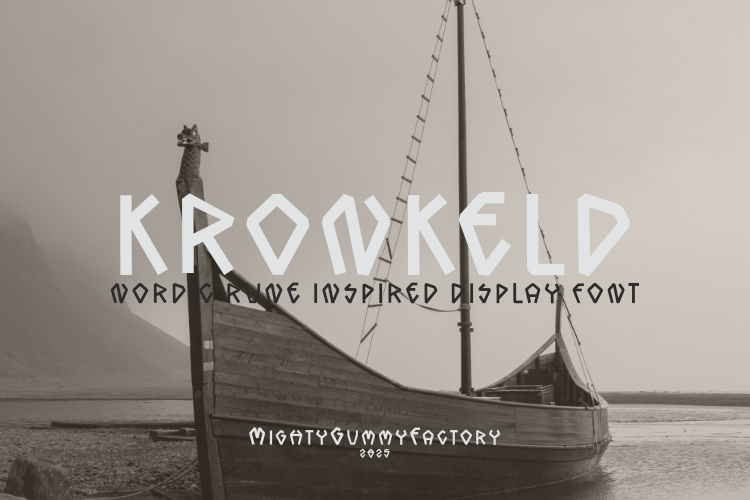 kronkeld Nordic Rune Display Font – font preview mockup